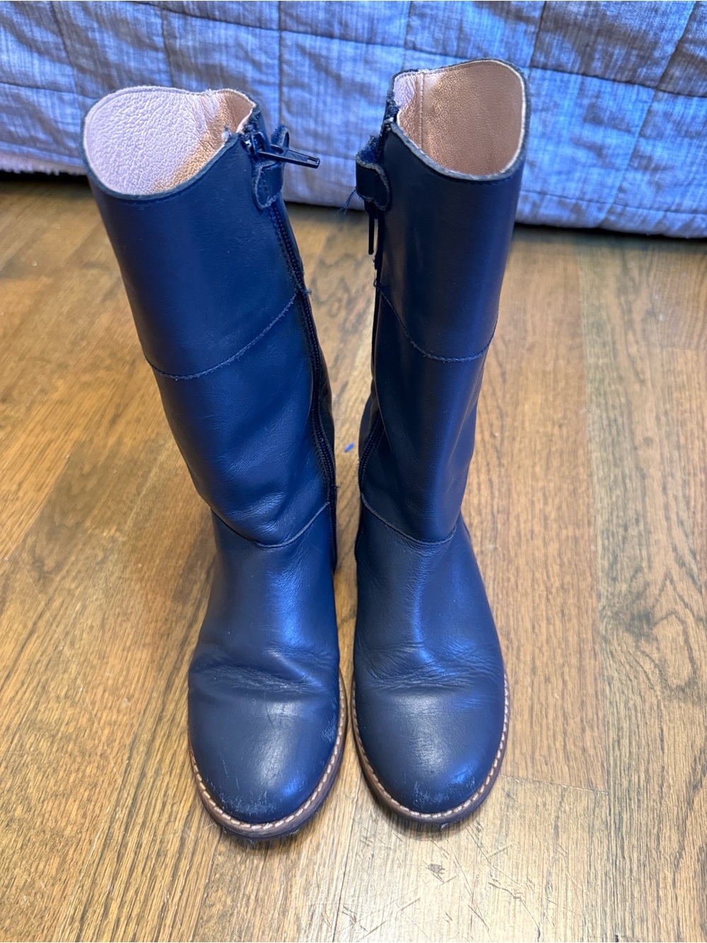 Jacadi Navy Leather Girls' Knee Boots
